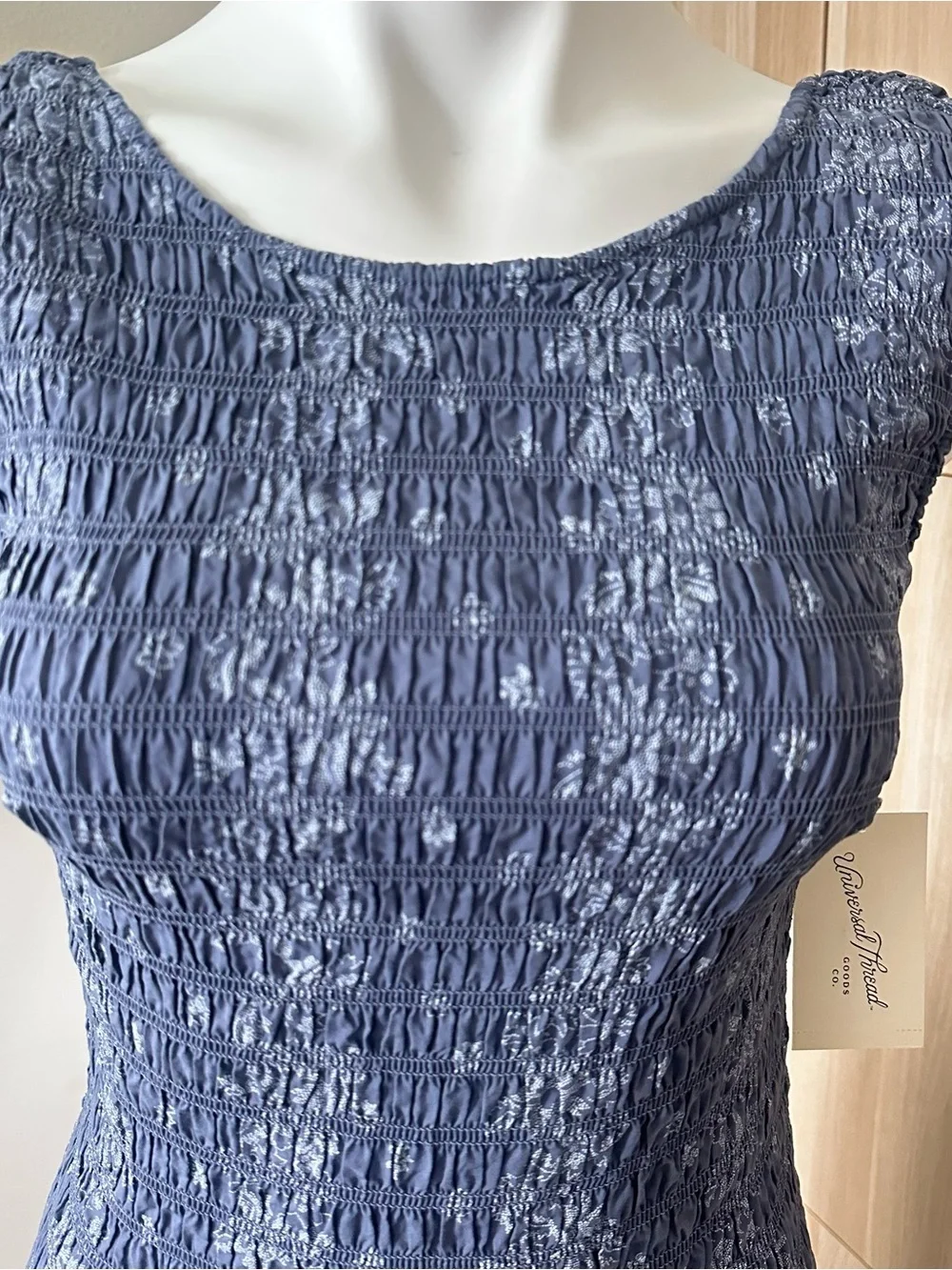 Universal Thread Blue Smocked Floral Midi Dress Size S